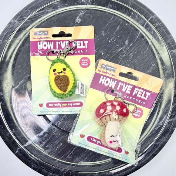 Streamline Imagined Accessories - Streamline Imagined How I've Felt Handmade Felt Keychain Set (Avocado and Mushro